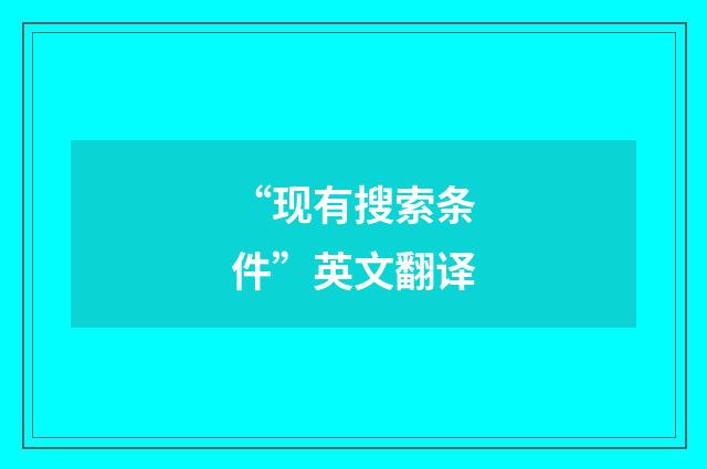 “现有搜索条件”英文翻译