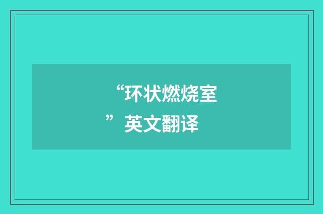 “环状燃烧室”英文翻译