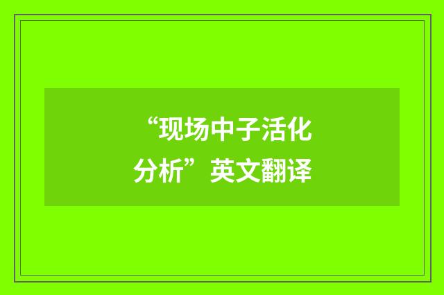 “现场中子活化分析”英文翻译