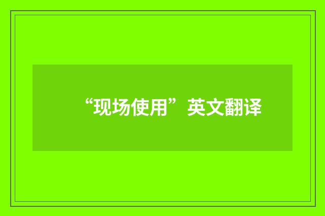 “现场使用”英文翻译
