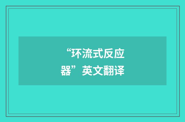 “环流式反应器”英文翻译