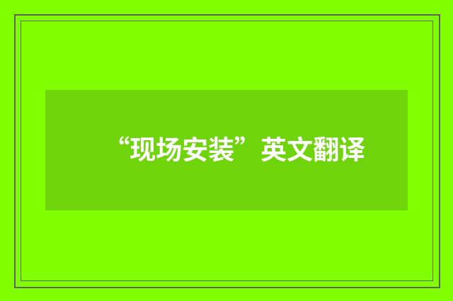 “现场安装”英文翻译