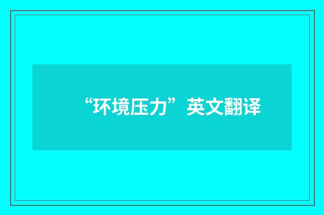 “环境压力”英文翻译