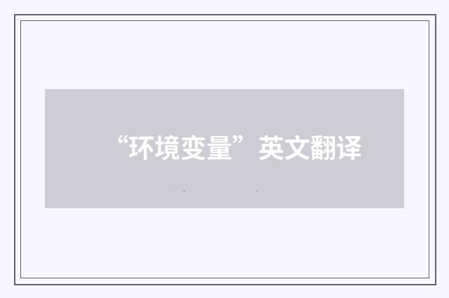 “环境变量”英文翻译