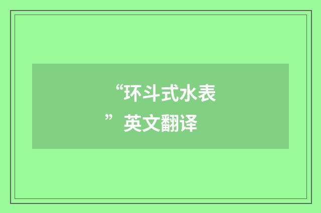 “环斗式水表”英文翻译