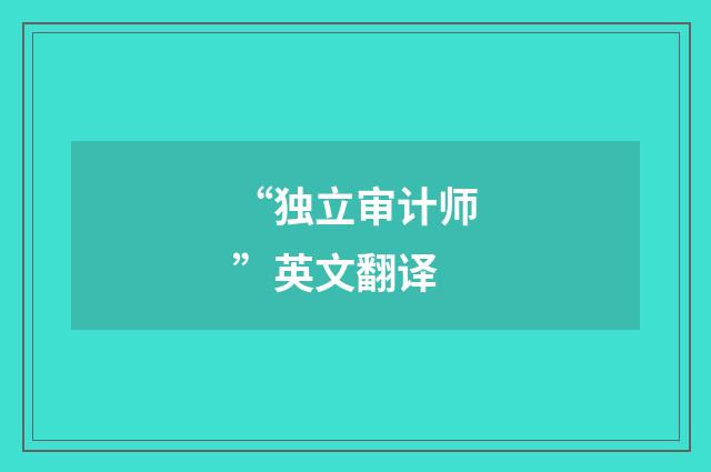 “独立审计师”英文翻译