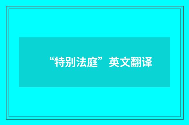 “特别法庭”英文翻译