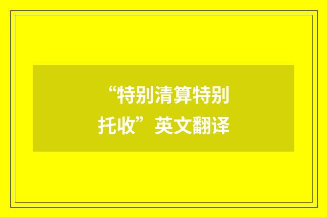 “特别清算特别托收”英文翻译