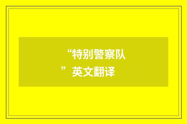 “特别警察队”英文翻译