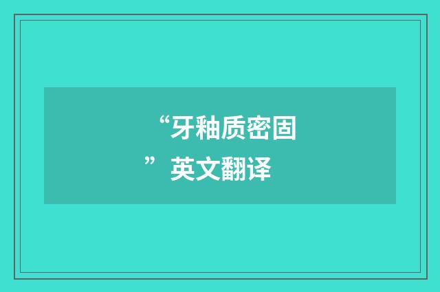 “牙釉质密固”英文翻译