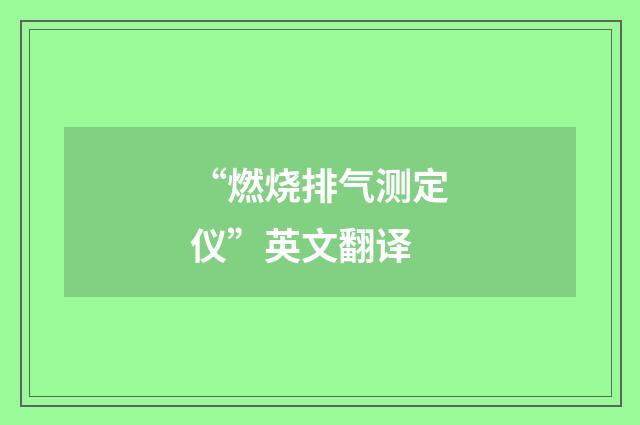 “燃烧排气测定仪”英文翻译