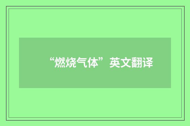 “燃烧气体”英文翻译