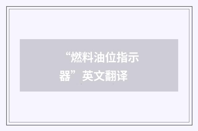 “燃料油位指示器”英文翻译
