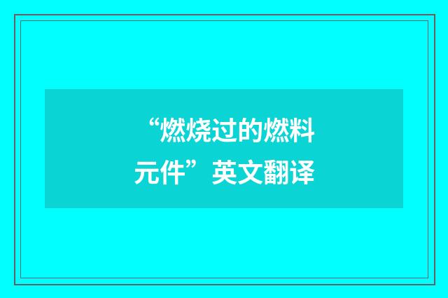 “燃烧过的燃料元件”英文翻译