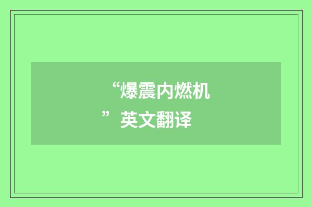 “爆震内燃机”英文翻译