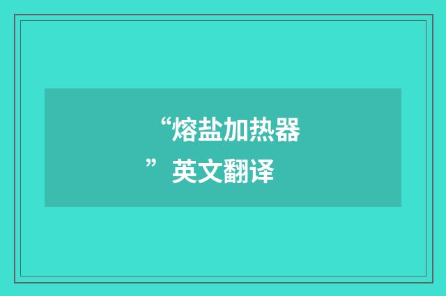 “熔盐加热器”英文翻译