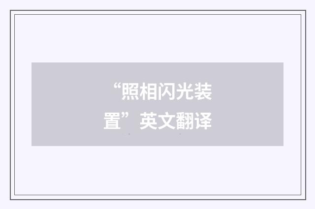 “照相闪光装置”英文翻译