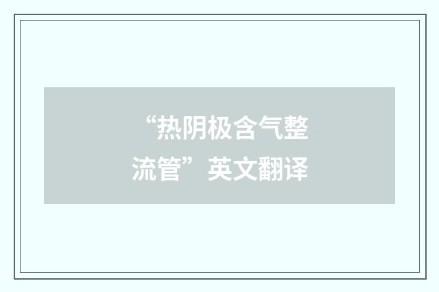 “热阴极含气整流管”英文翻译