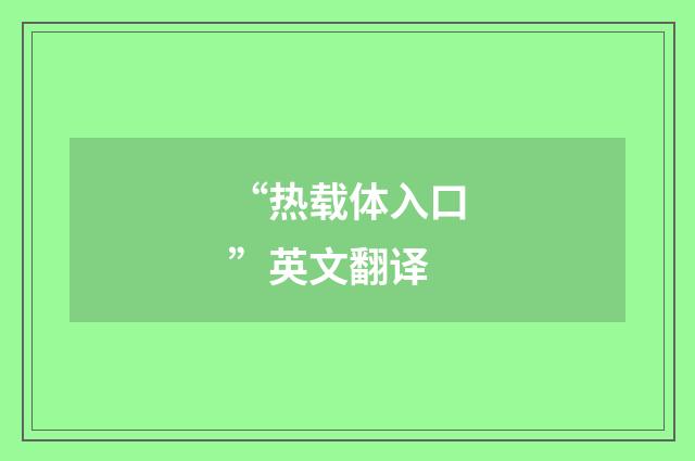 “热载体入口”英文翻译