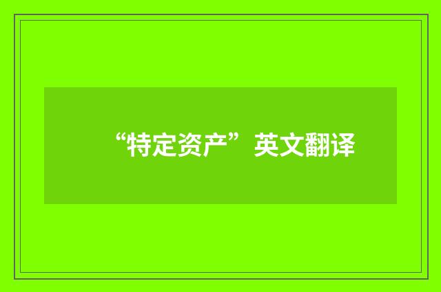 “特定资产”英文翻译