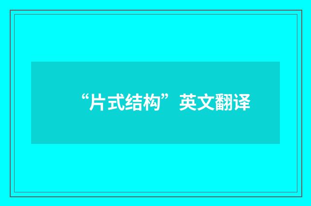 “片式结构”英文翻译