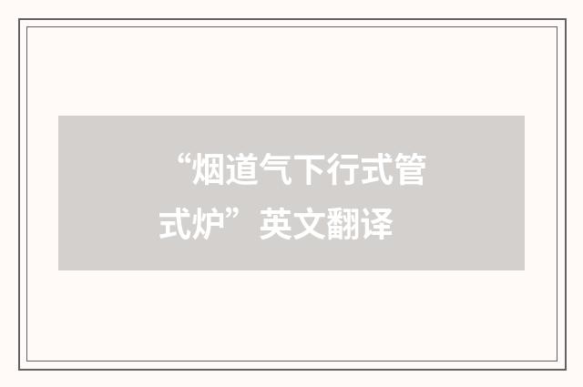 “烟道气下行式管式炉”英文翻译
