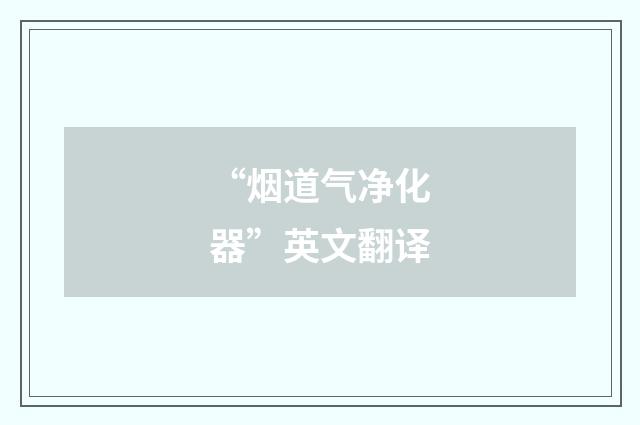 “烟道气净化器”英文翻译
