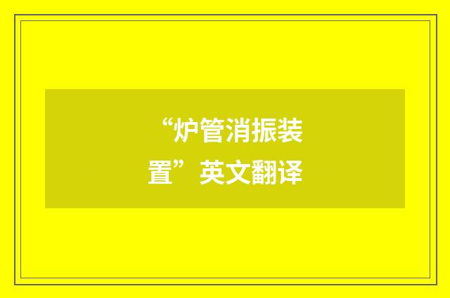 “炉管消振装置”英文翻译
