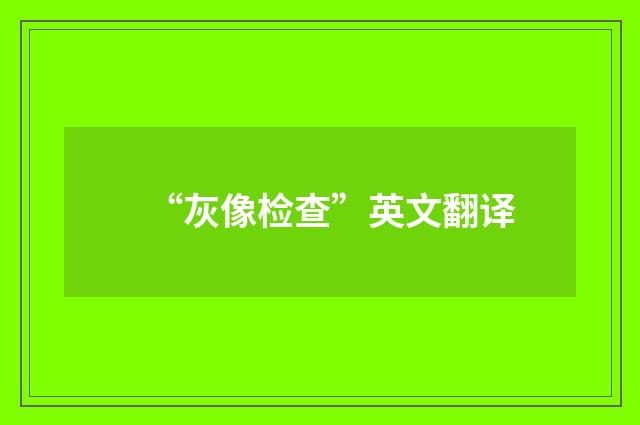 “灰像检查”英文翻译