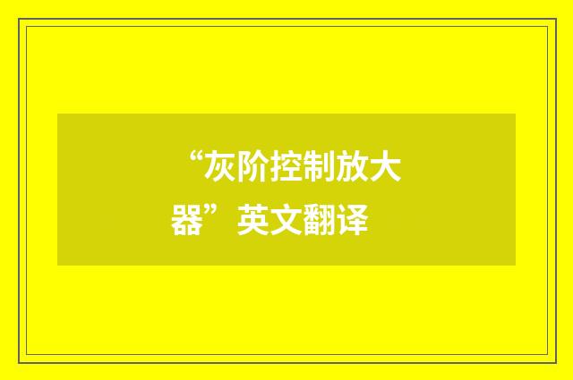 “灰阶控制放大器”英文翻译