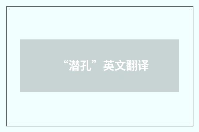 “潜孔”英文翻译