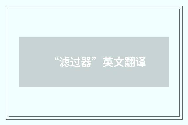 “滤过器”英文翻译