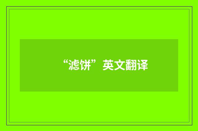 “滤饼”英文翻译