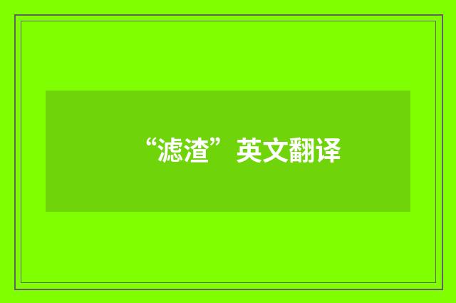 “滤渣”英文翻译