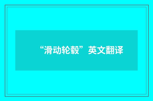 “滑动轮毂”英文翻译