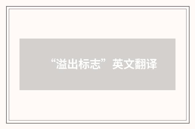 “溢出标志”英文翻译