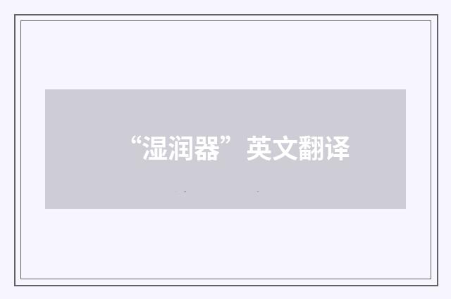 “湿润器”英文翻译