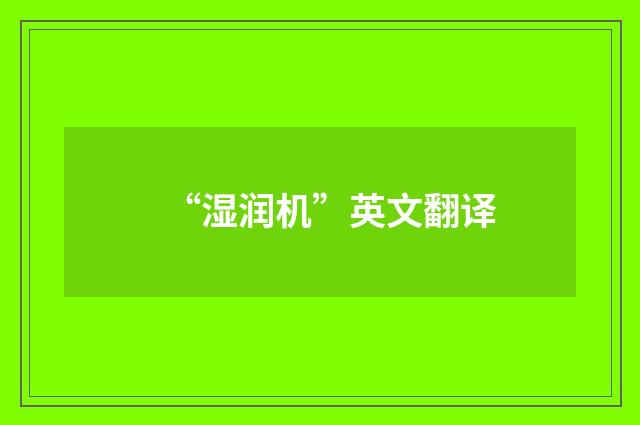 “湿润机”英文翻译
