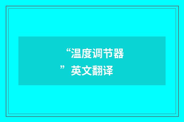 “温度调节器”英文翻译