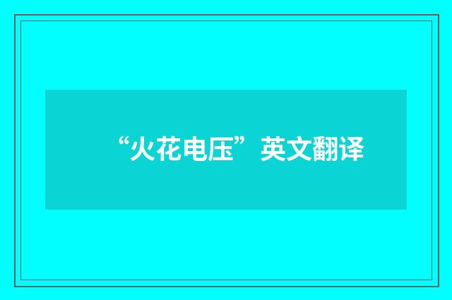 “火花电压”英文翻译