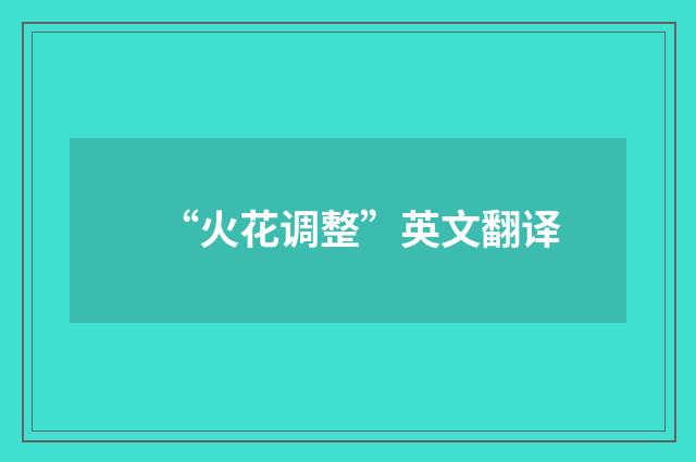 “火花调整”英文翻译