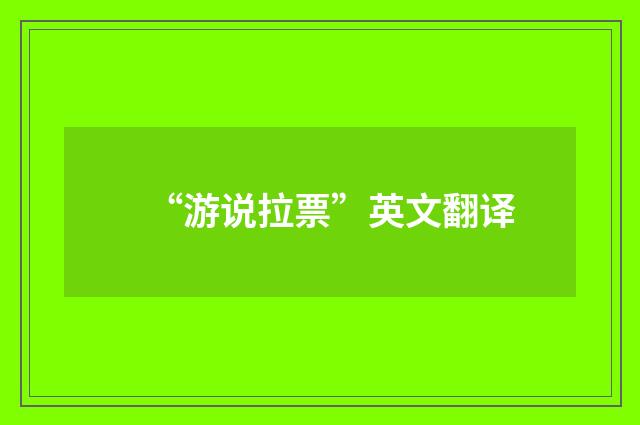 “游说拉票”英文翻译