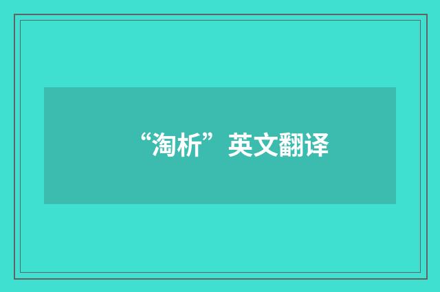 “淘析”英文翻译