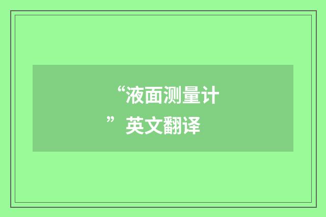 “液面测量计”英文翻译