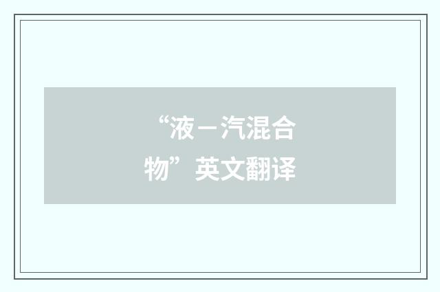 “液-汽混合物”英文翻译