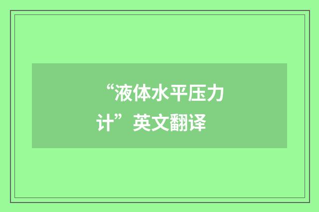 “液体水平压力计”英文翻译