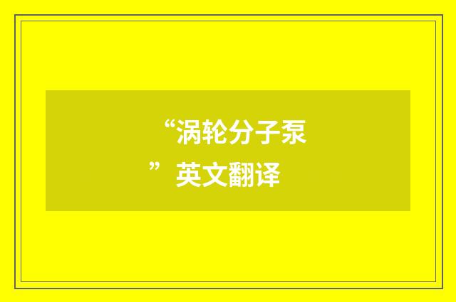 “涡轮分子泵”英文翻译