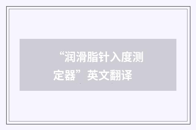 “润滑脂针入度测定器”英文翻译