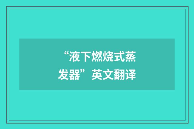 “液下燃烧式蒸发器”英文翻译