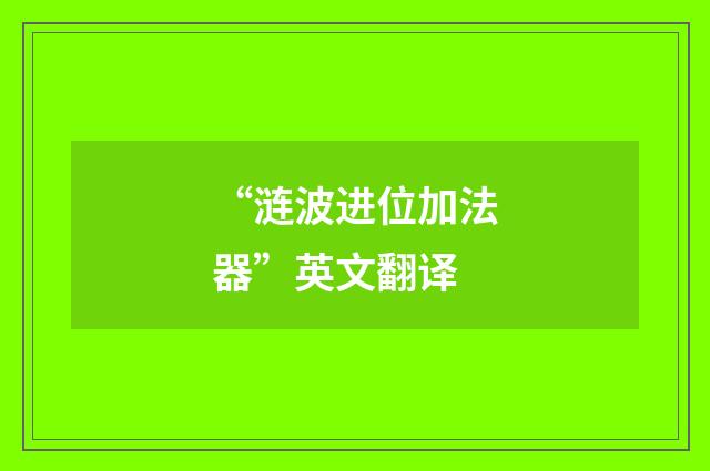 “涟波进位加法器”英文翻译